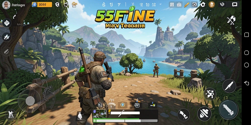 Screenshot gameplay 55FIVE menampilkan petualangan yang mendebarkan di dunia terbuka.