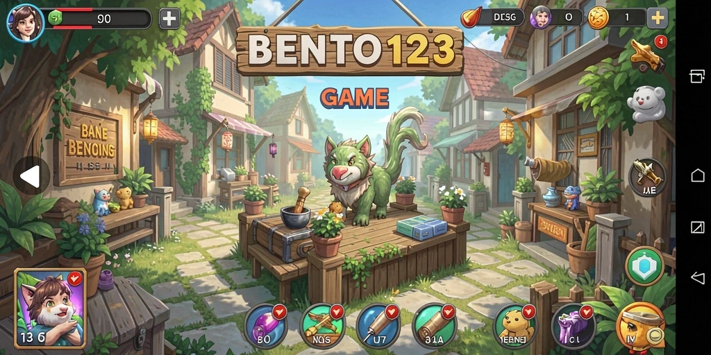 Screenshot gameplay BENTO123 menampilkan karakter yang sedang beraktivitas.