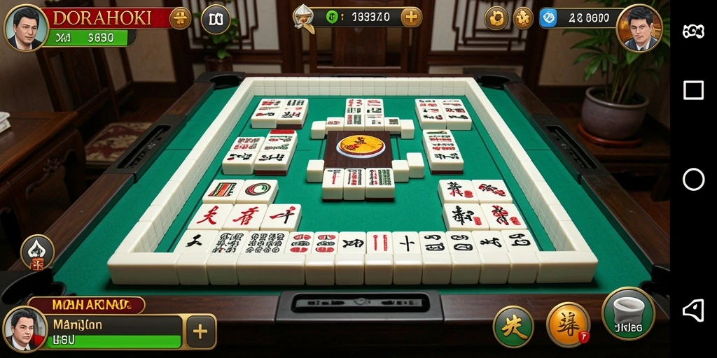 Tampilan gameplay Mahjong yang menarik dalam DORAHOKI dengan tantangan menakjubkan.