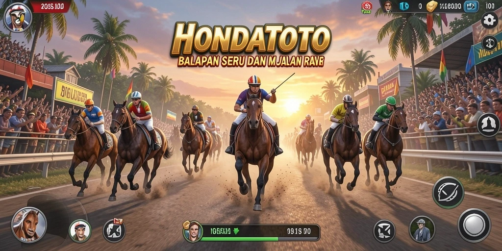 Tampilan gameplay HONDATOTO yang seru di trek balapan.