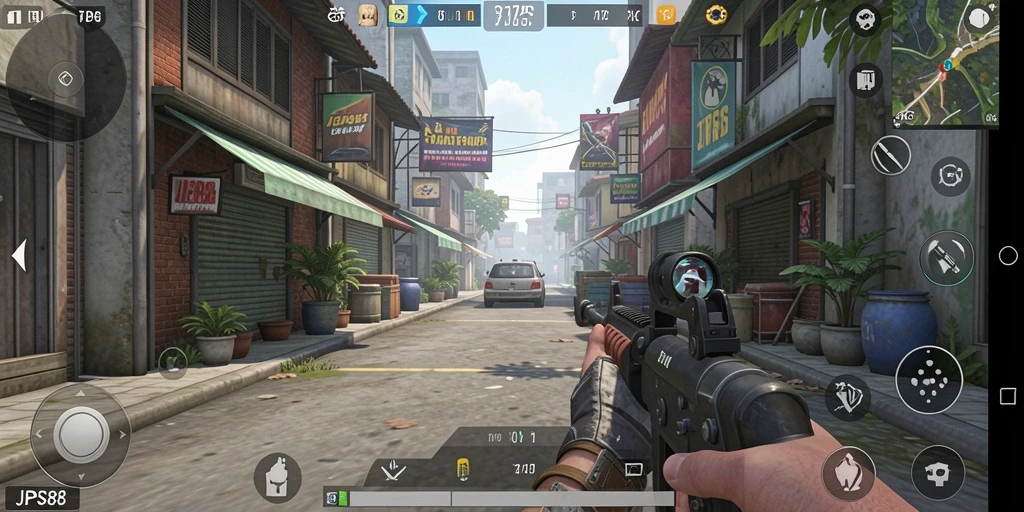 Tangkapan layar utama JPS88 menampilkan aksi seru dalam gameplay TPS.
