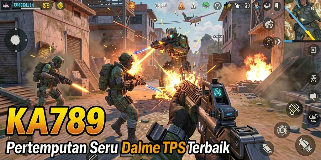 Screenshot utama KA789 menunjukkan aksi pertempuran mendebarkan dalam game TPS.