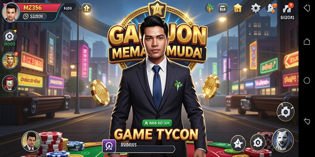 Tampilan utama gameplay MZ356 yang menunjukkan aktivitas manajemen bisnis.