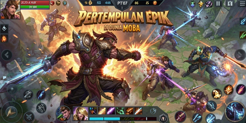 Screenshot utama PT707 menampilkan aksi pertempuran seru dan strategi tim.