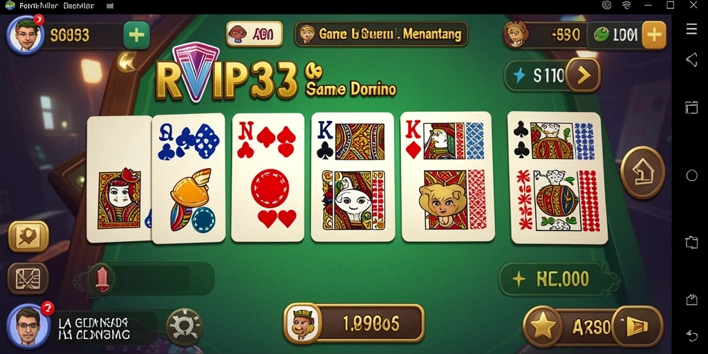 Tangkapan layar utama game RVIP3 yang menunjukkan gameplay seru Domino.