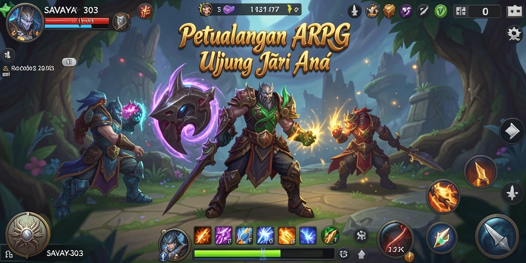 Tampilan aksi seru dalam SAVAYA303 saat berjuang melawan monster.
